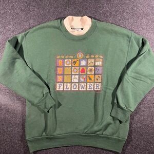 Vintage Gopher Sport Sunflower Sweatshirt Womens Large Green 90s Nature Graphic